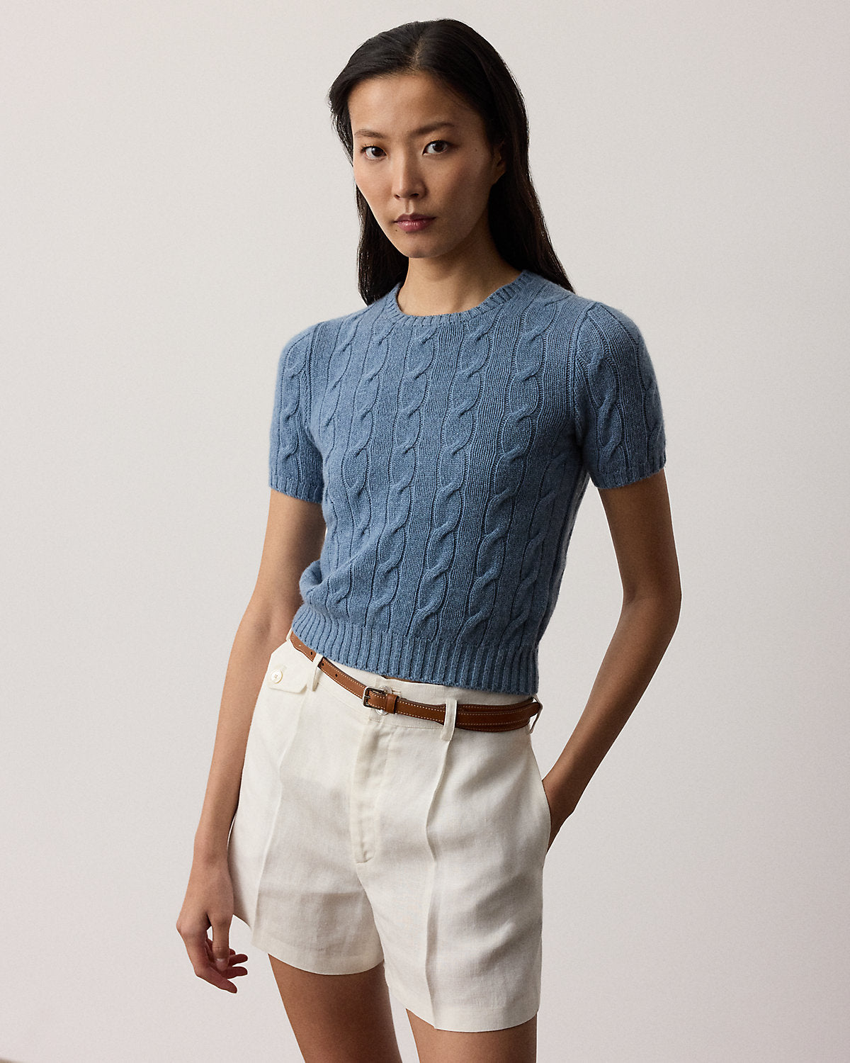 Cable-Knit Cashmere Cropped Sweater