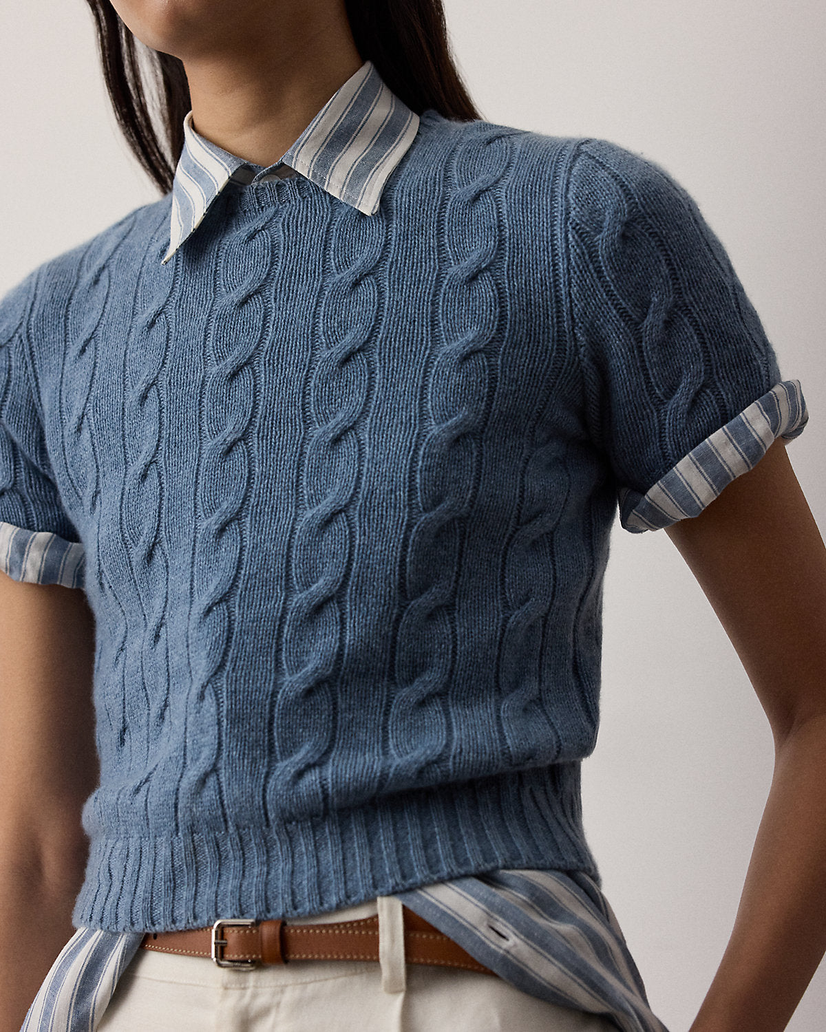 Cable-Knit Cashmere Cropped Sweater