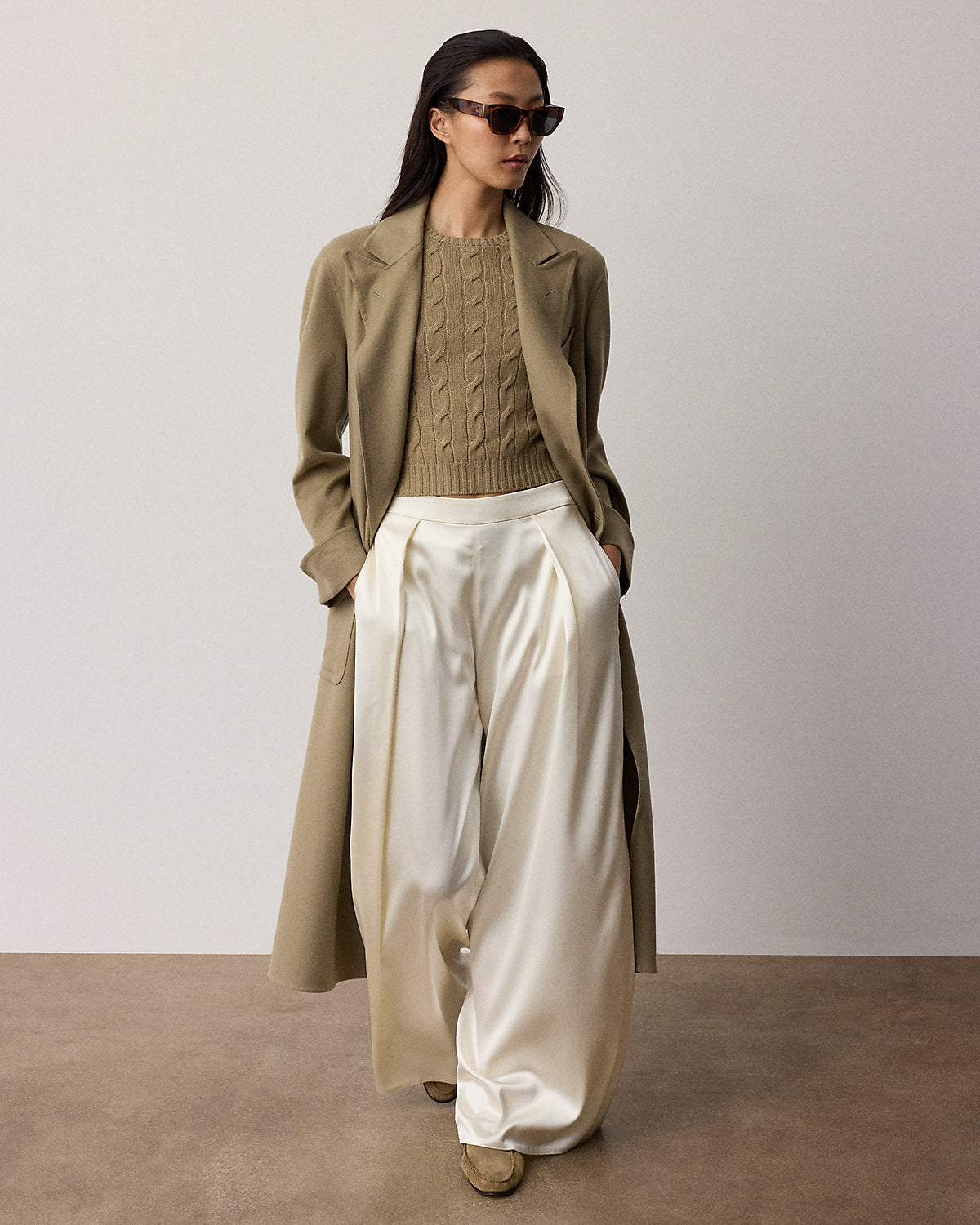 Cable-Knit Cashmere Cropped Sweater