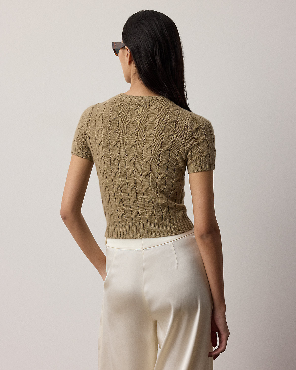 Cable-Knit Cashmere Cropped Sweater