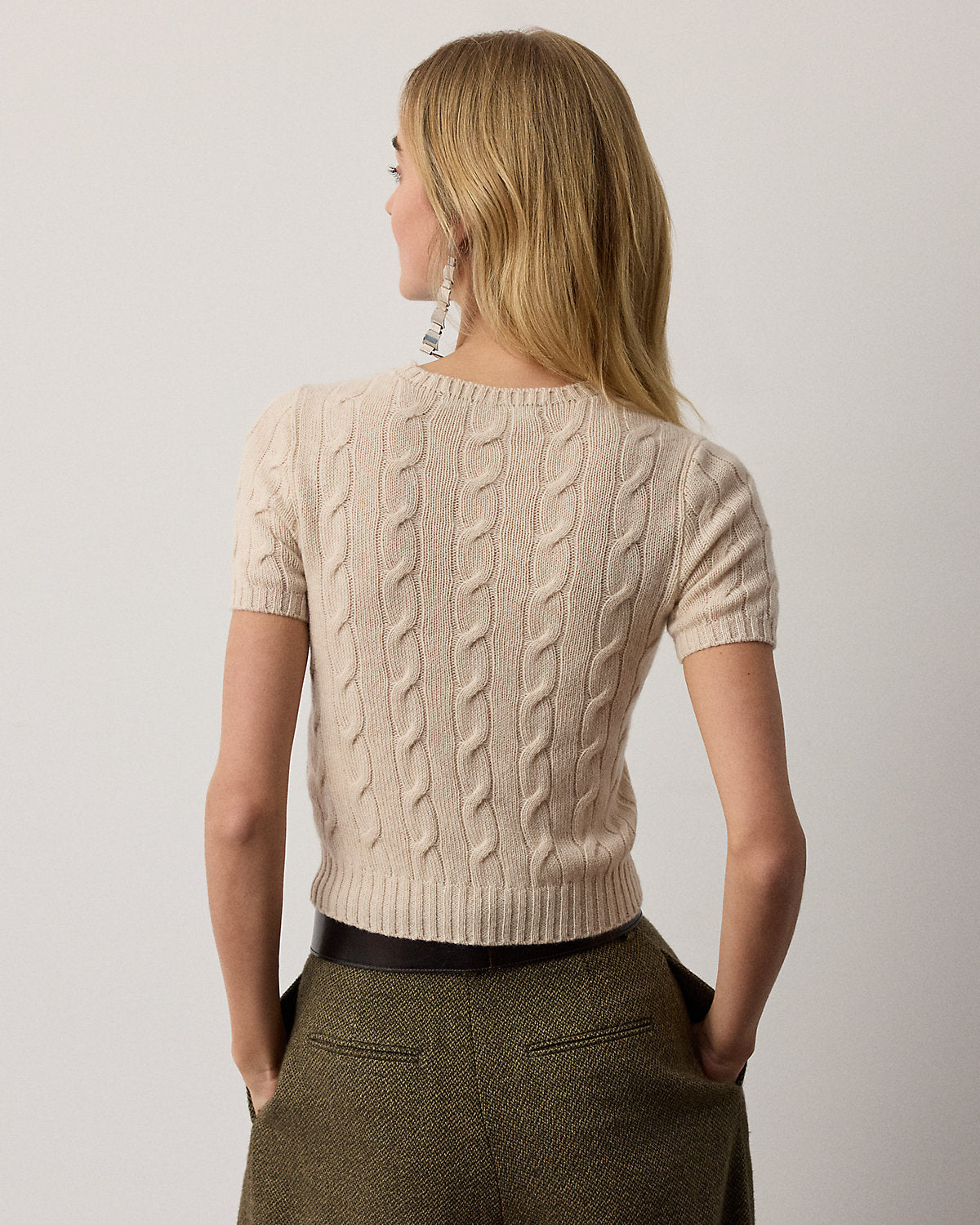 Cable-Knit Cashmere Cropped Sweater