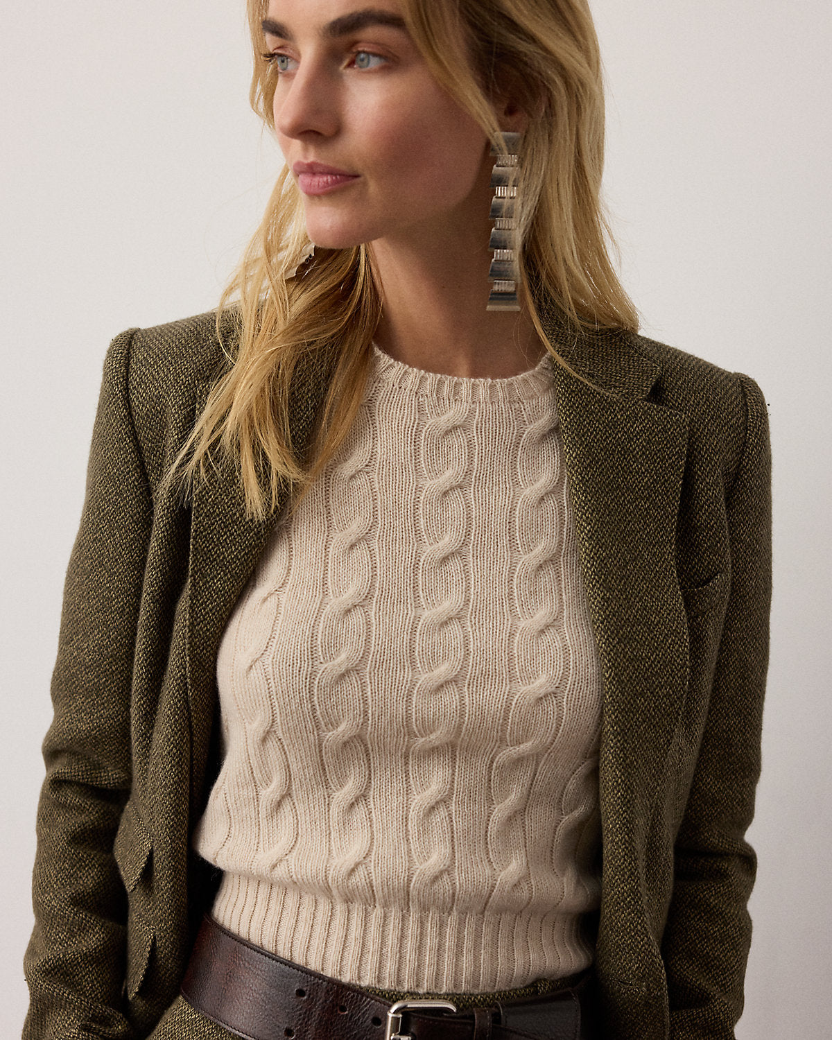 Cable-Knit Cashmere Cropped Sweater
