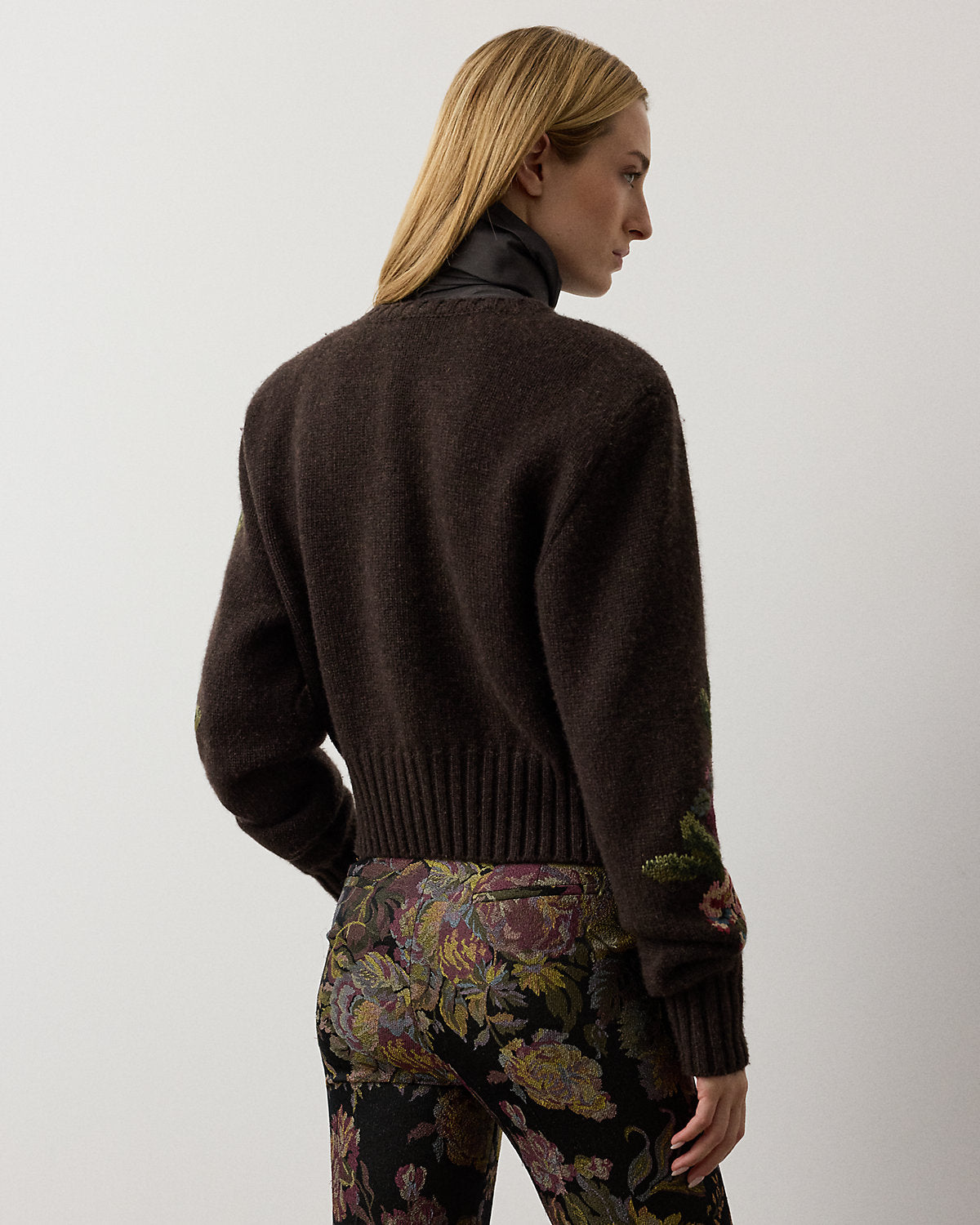 Floral Cashmere Crewneck Sweater