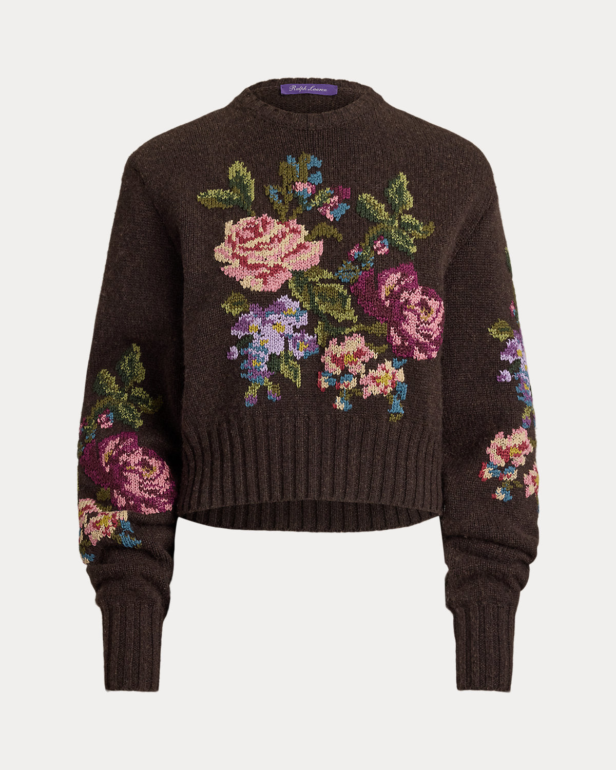 Floral Cashmere Crewneck Sweater