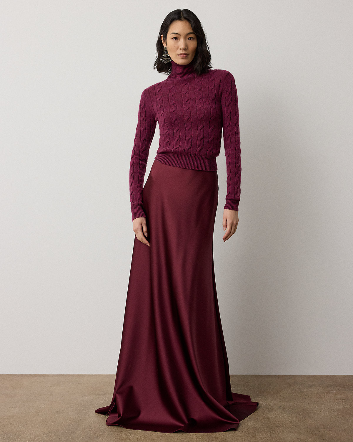 Cable-Knit Cashmere Turtleneck Sweater