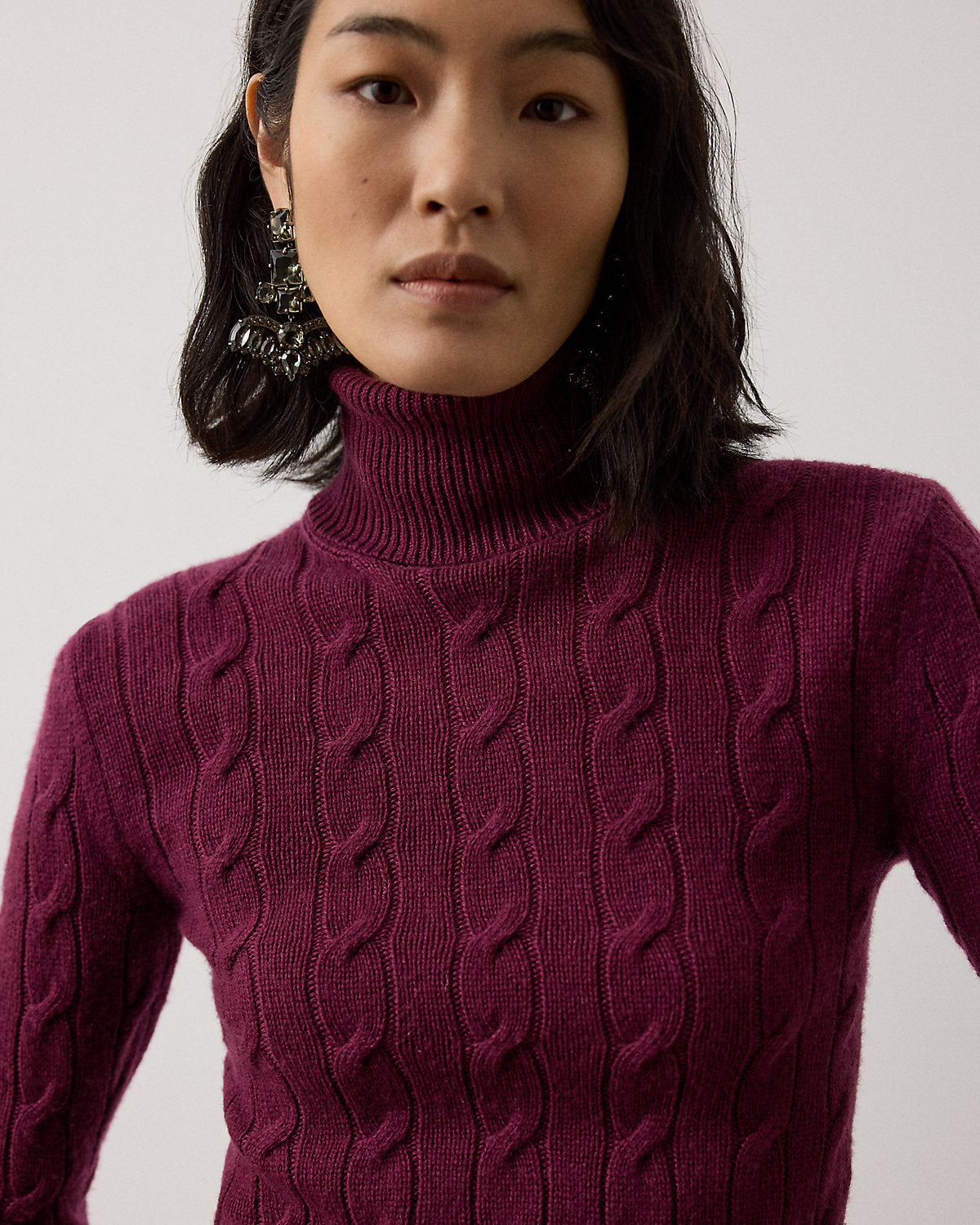 Cable-Knit Cashmere Turtleneck Sweater