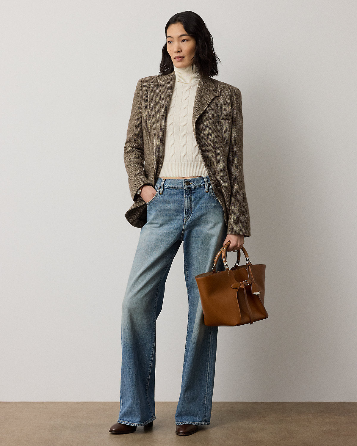 Cable-Knit Cashmere Turtleneck Sweater