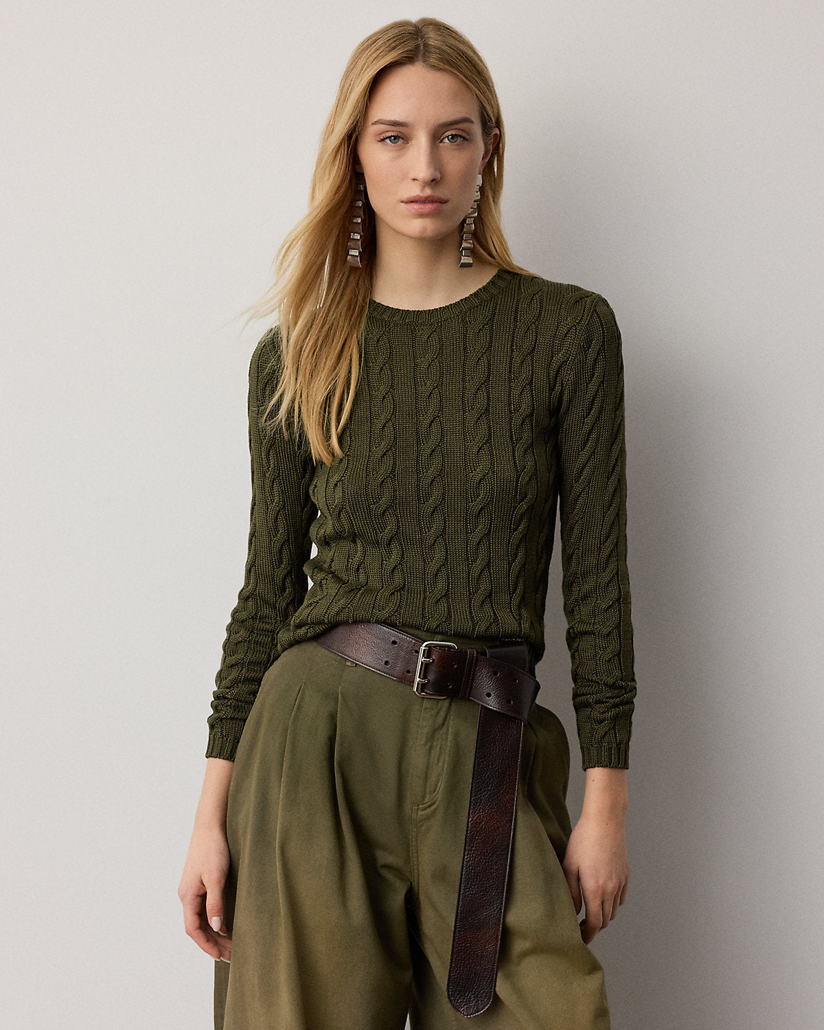 Cable-Knit Silk-Blend Crewneck Sweater