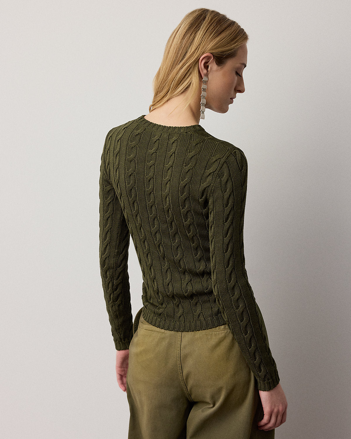 Cable-Knit Silk-Blend Crewneck Sweater