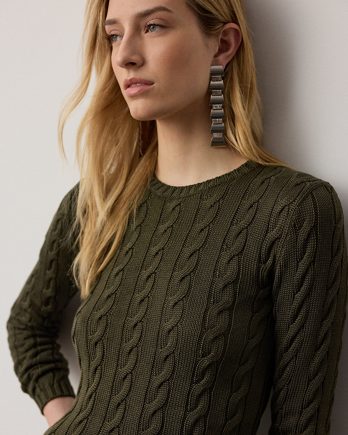 Cable-Knit Silk-Blend Crewneck Sweater
