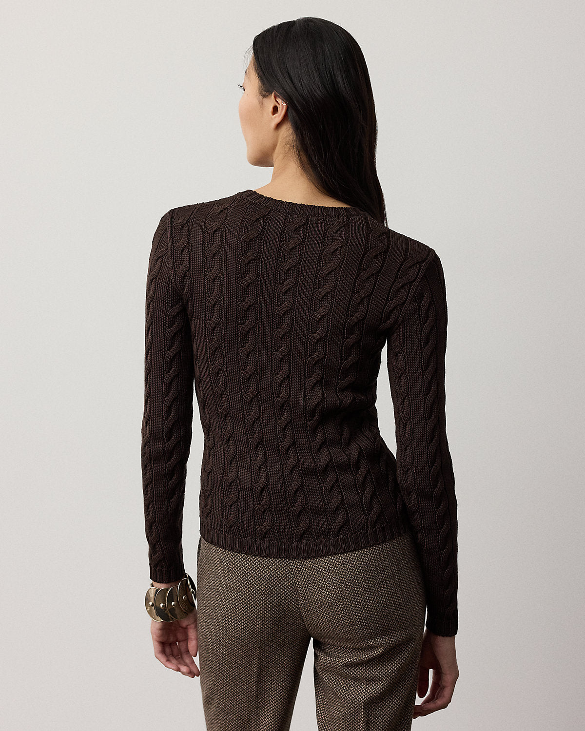 Cable-Knit Silk-Blend Crewneck Sweater
