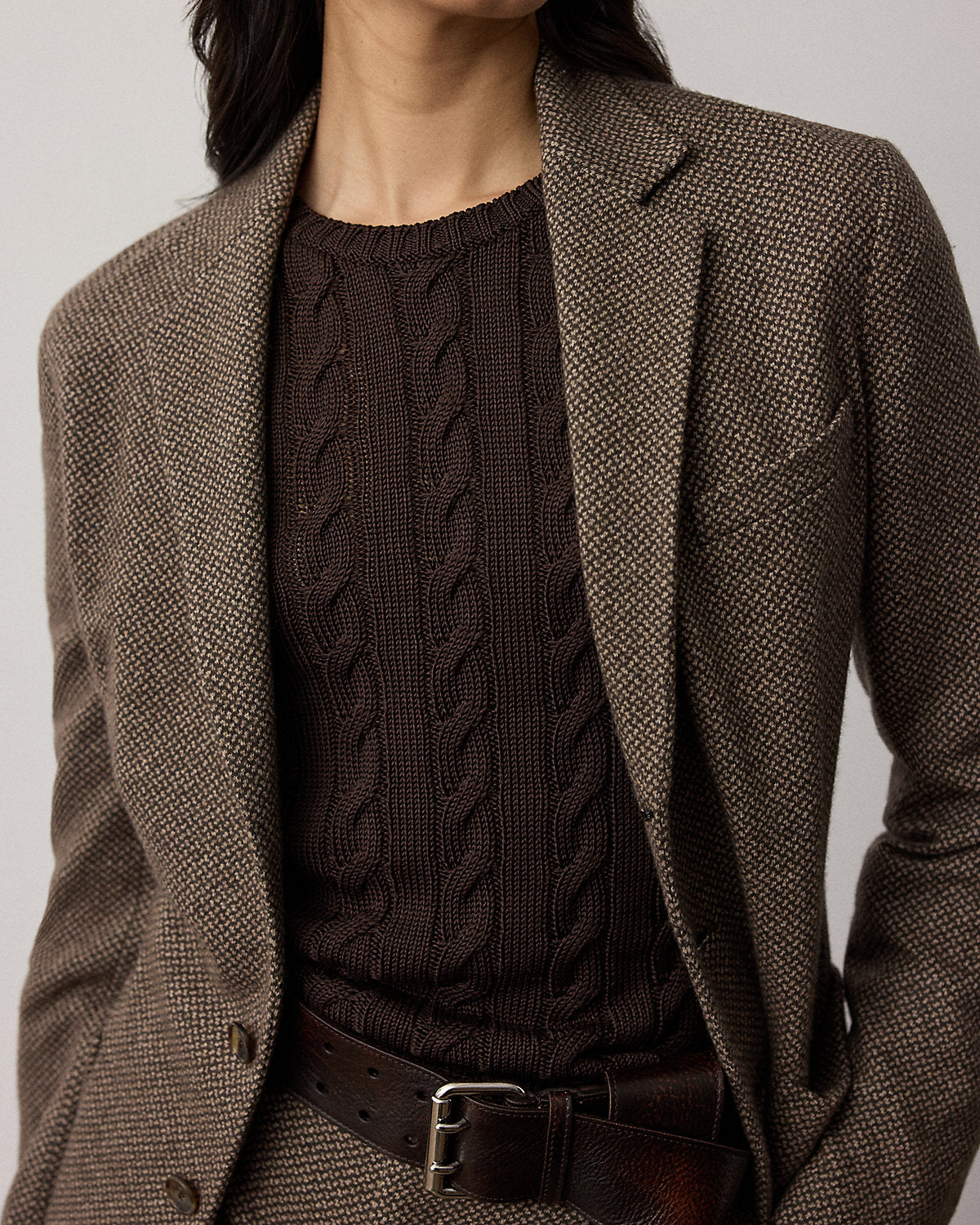 Cable-Knit Silk-Blend Crewneck Sweater