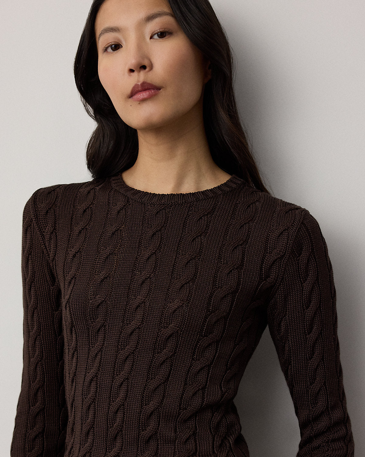 Cable-Knit Silk-Blend Crewneck Sweater