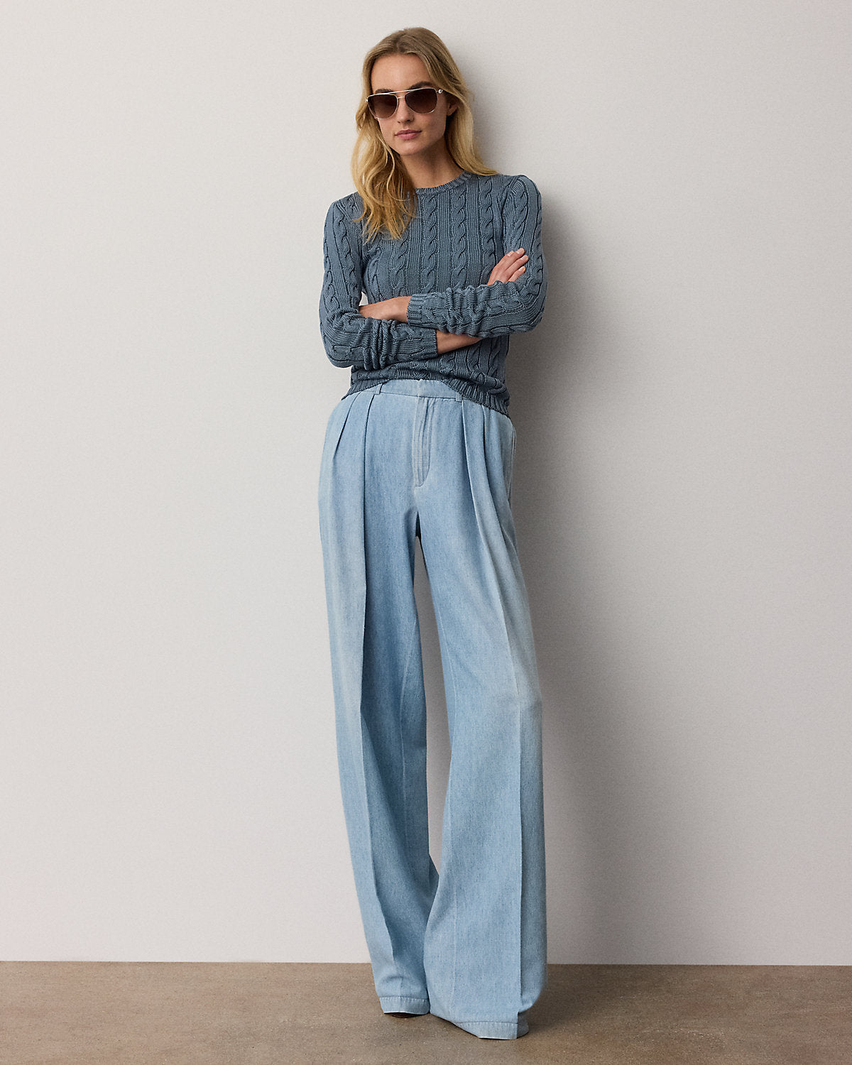 Cable-Knit Silk-Blend Crewneck Sweater