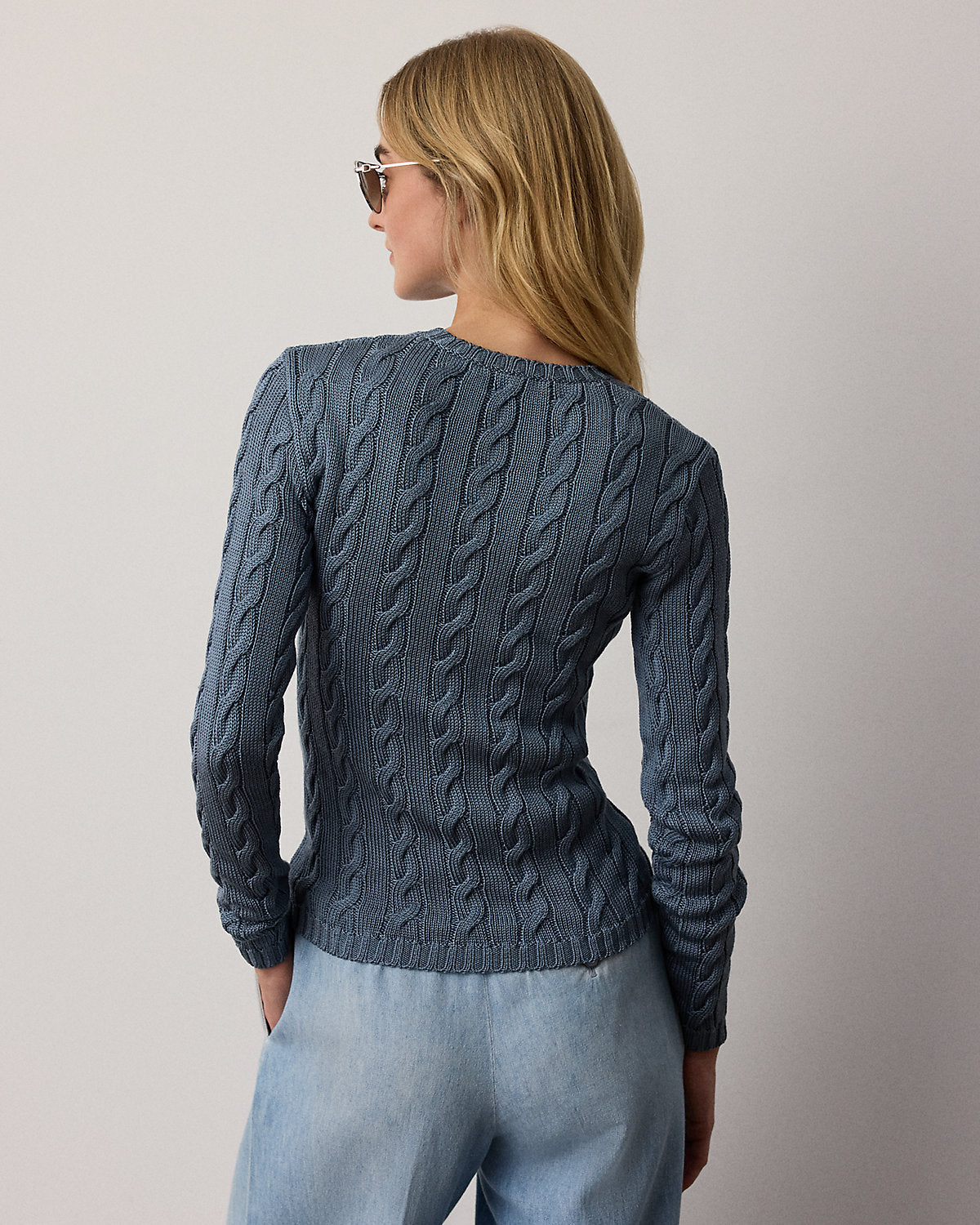 Cable-Knit Silk-Blend Crewneck Sweater