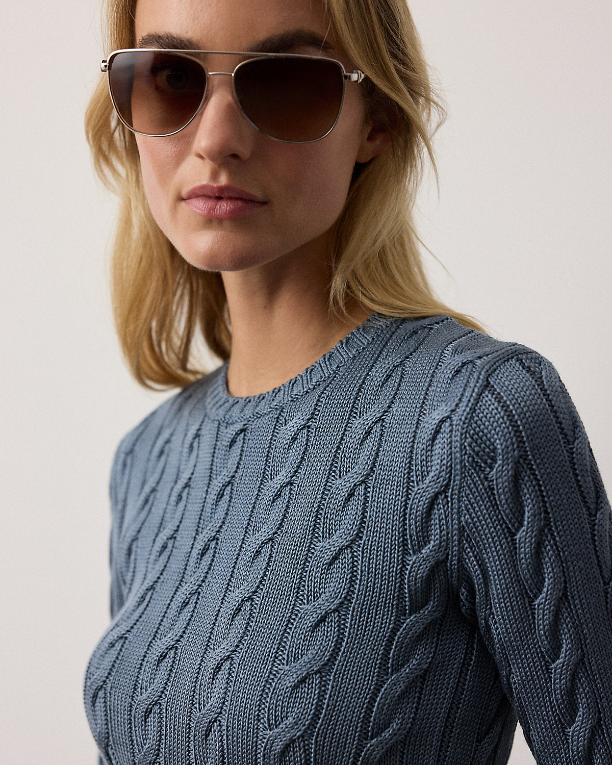 Cable-Knit Silk-Blend Crewneck Sweater