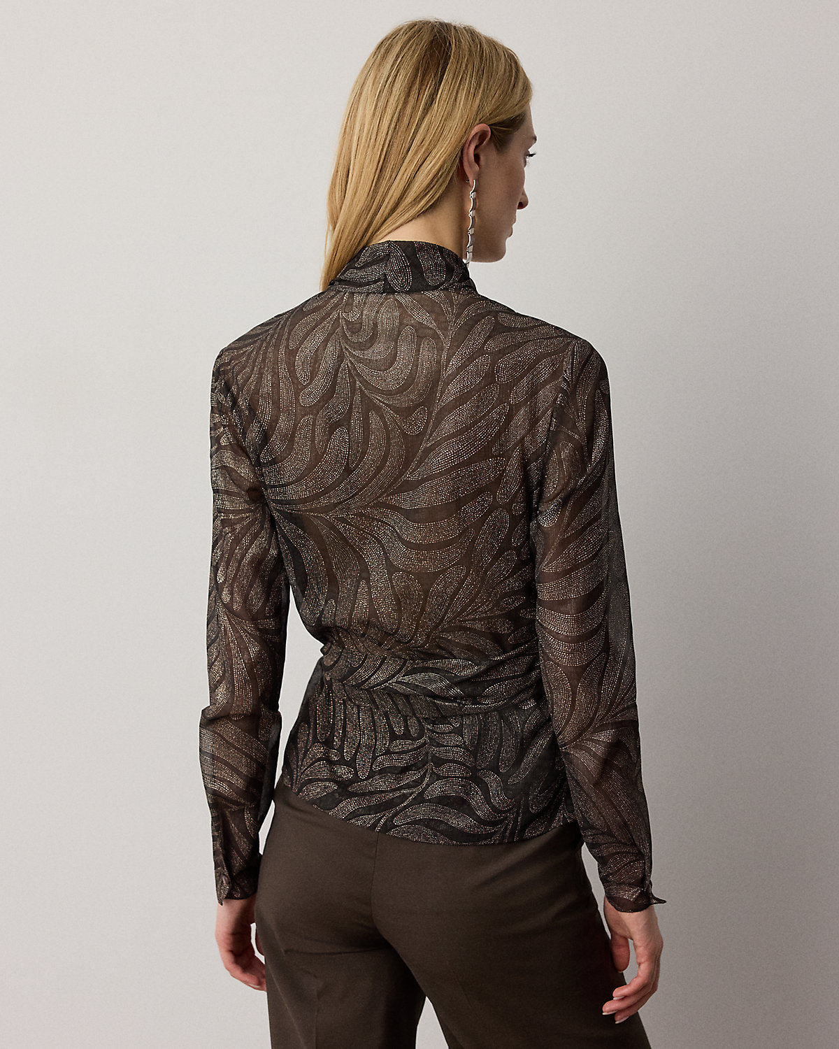 Shea Foiled Crinkle Chiffon Wrap Blouse