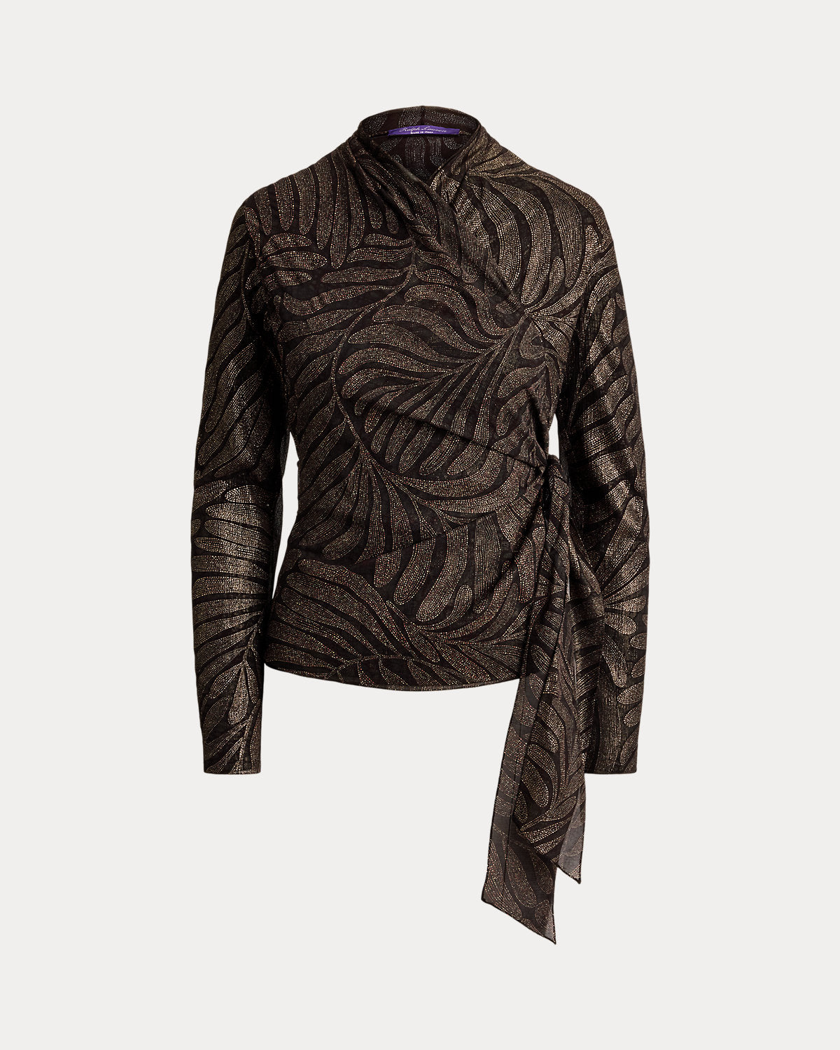 Shea Foiled Crinkle Chiffon Wrap Blouse