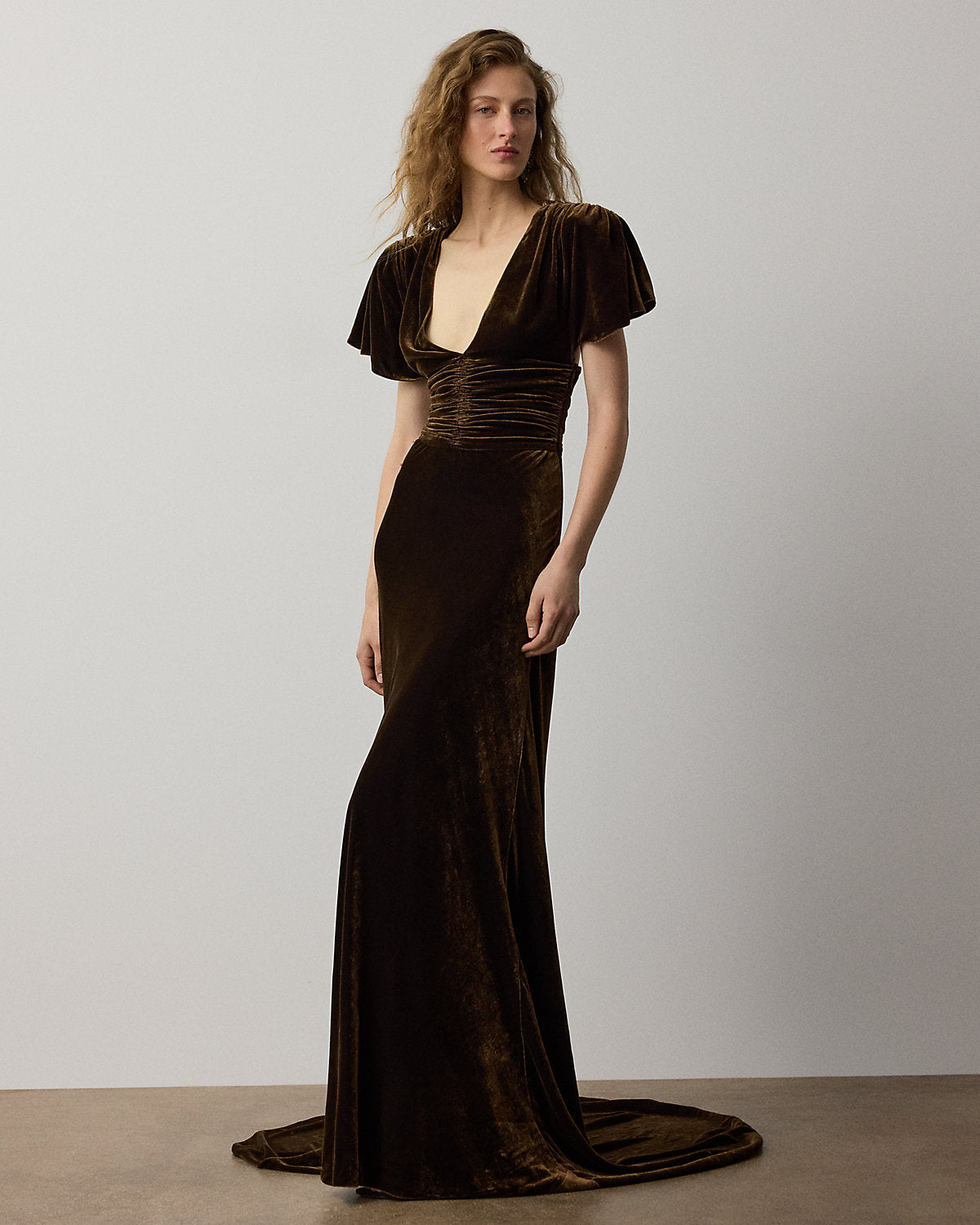 Charisse Changeant Velvet Evening Dress
