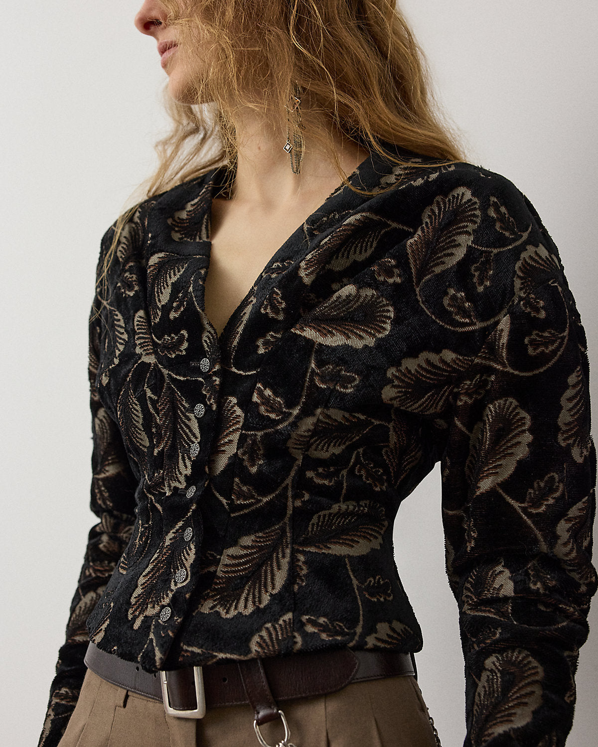 Pendy Feather Velvet Jacquard Jacket