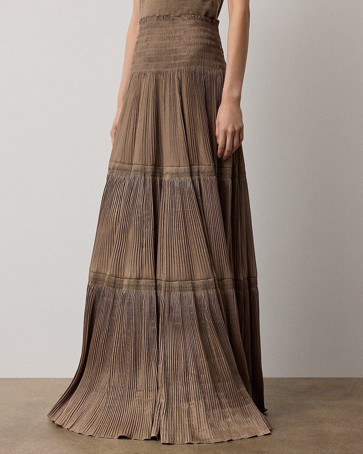 Adeena Pleated Lam¨¦ Maxiskirt