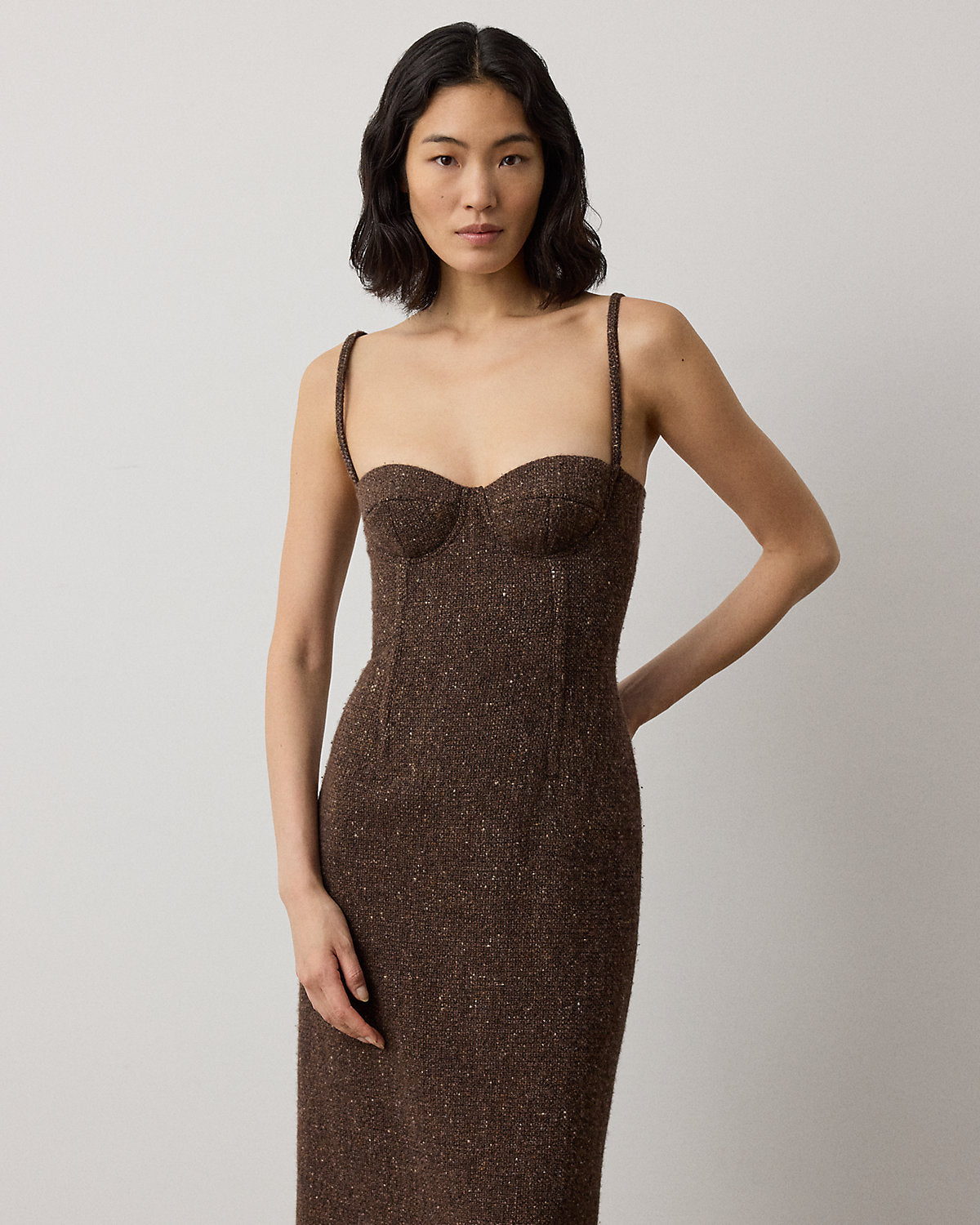Jocey Wool-Blend Donegal Tweed Day Dress