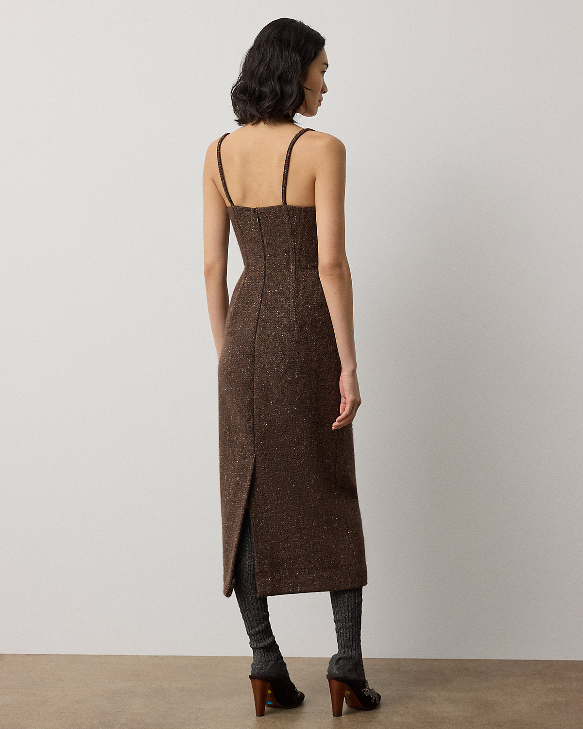 Jocey Wool-Blend Donegal Tweed Day Dress