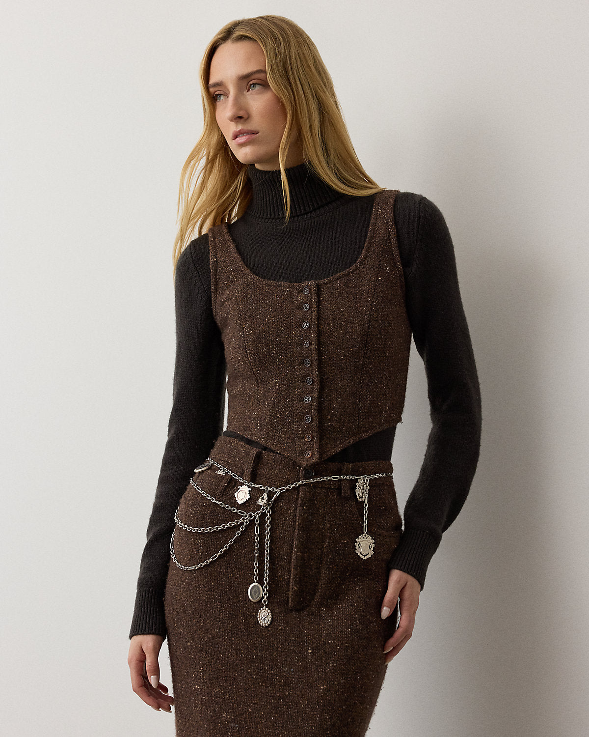 Sherry Wool-Blend Donegal Tweed Top