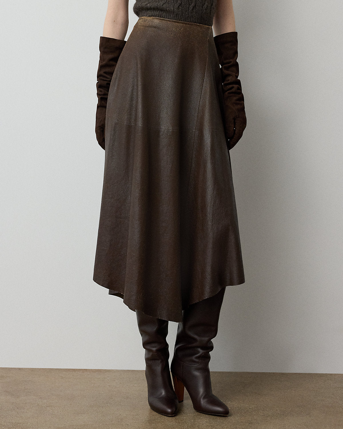 Cecilie Distressed Lambskin Skirt