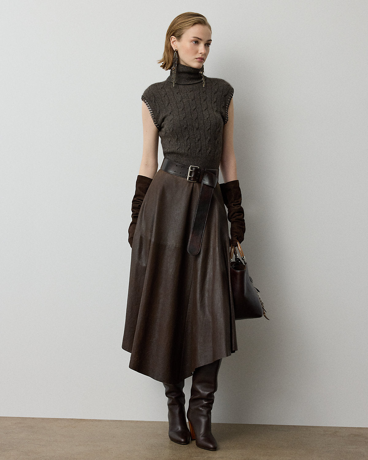 Cecilie Distressed Lambskin Skirt