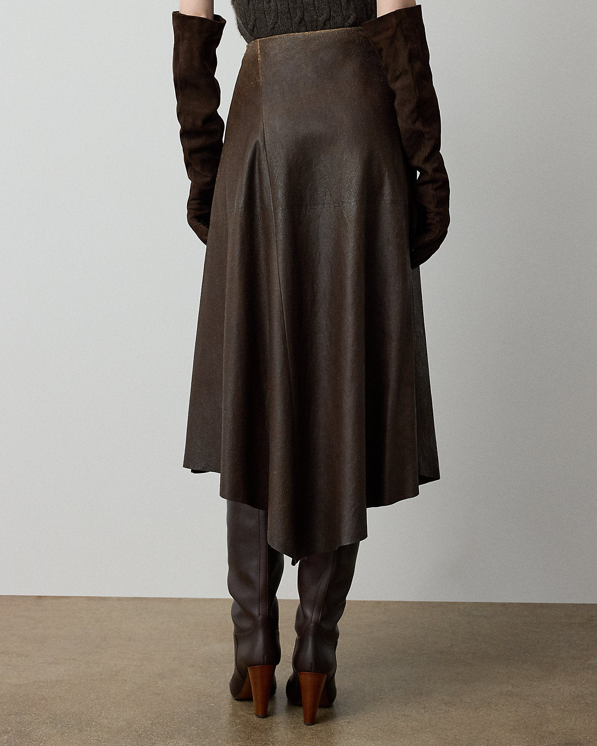 Cecilie Distressed Lambskin Skirt