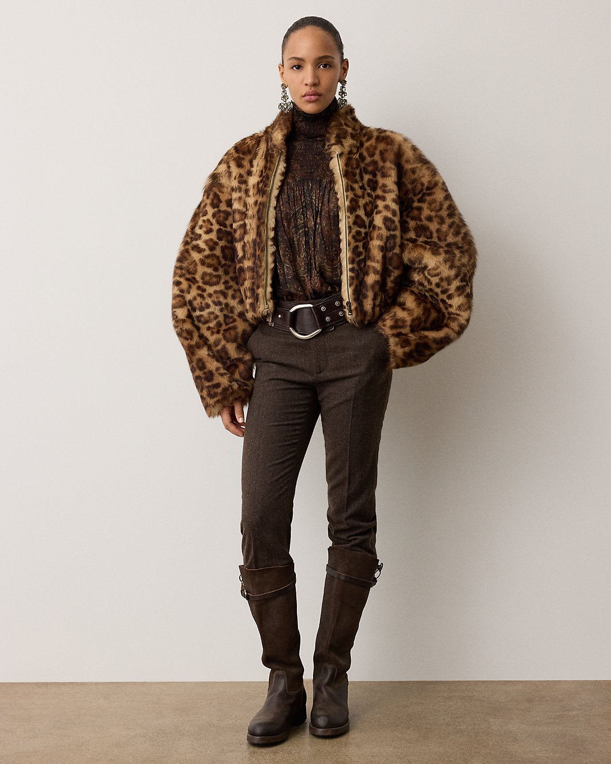 Balvin Leopard-Print Lamb-Shearling Coat