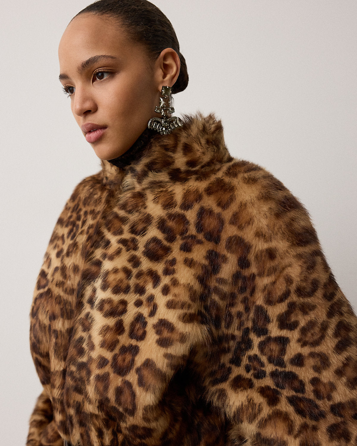 Balvin Leopard-Print Lamb-Shearling Coat