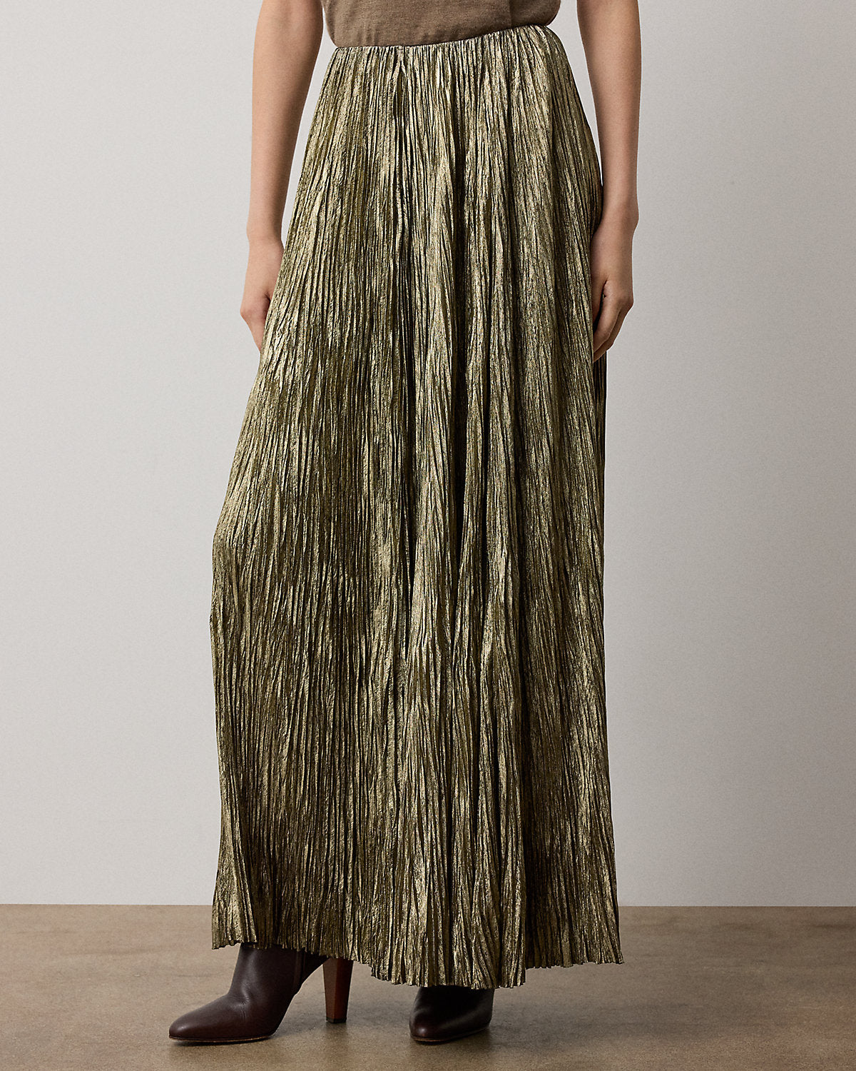 Luciana Foiled Brushed Satin Maxiskirt