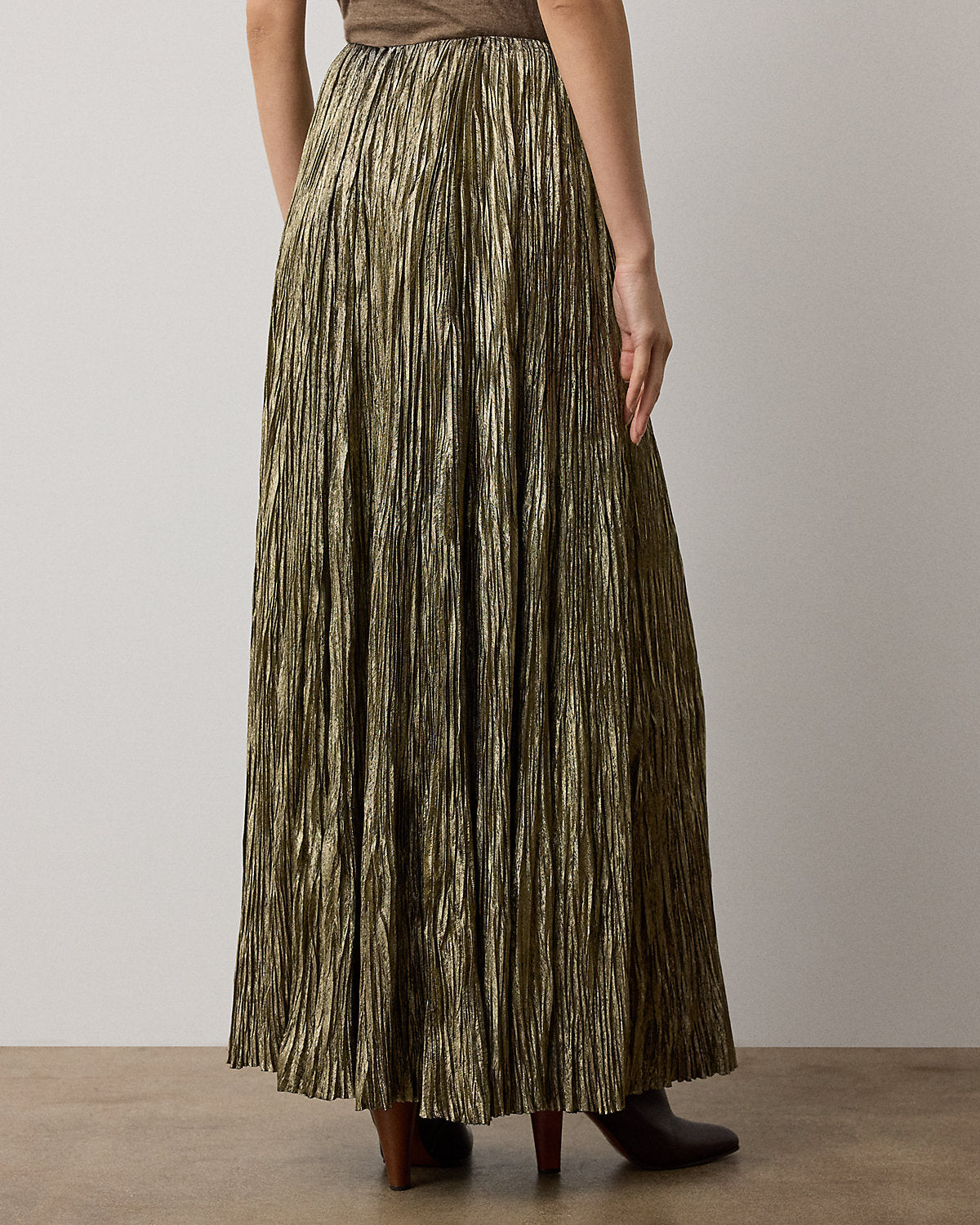 Luciana Foiled Brushed Satin Maxiskirt