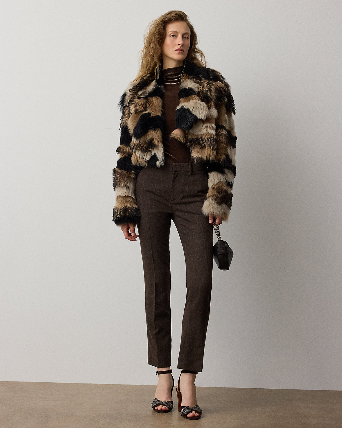 Marnie Patchwork Lamb-Shearling Coat