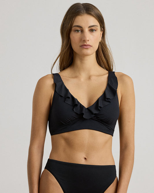 Ruffle-Trim V-Neck Bikini Top