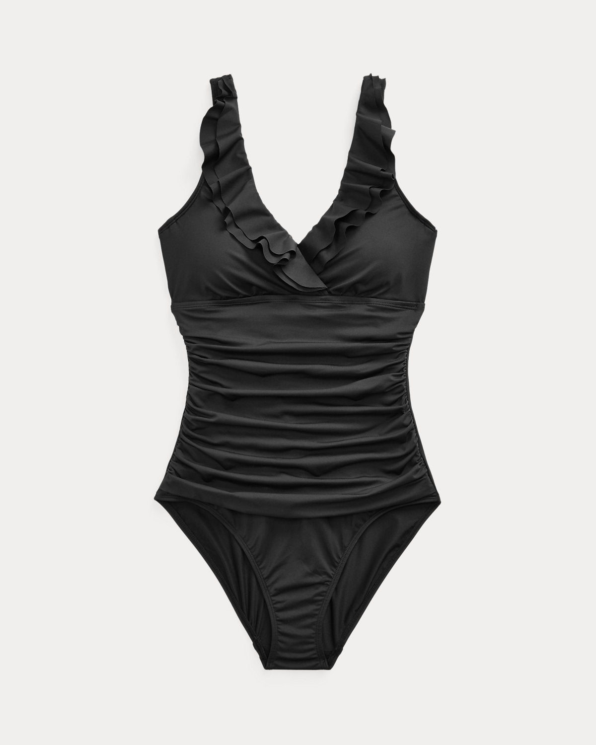 Ruffle-Trim Surplice One-Piece