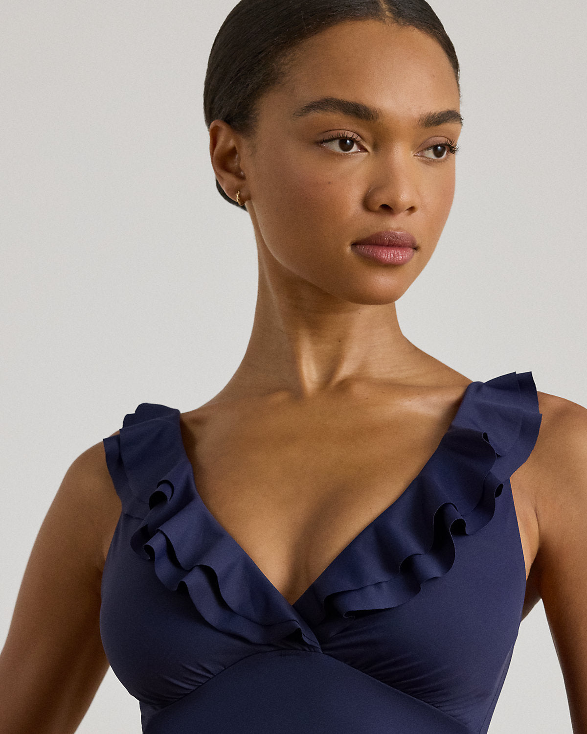 Ruffle-Trim Surplice One-Piece