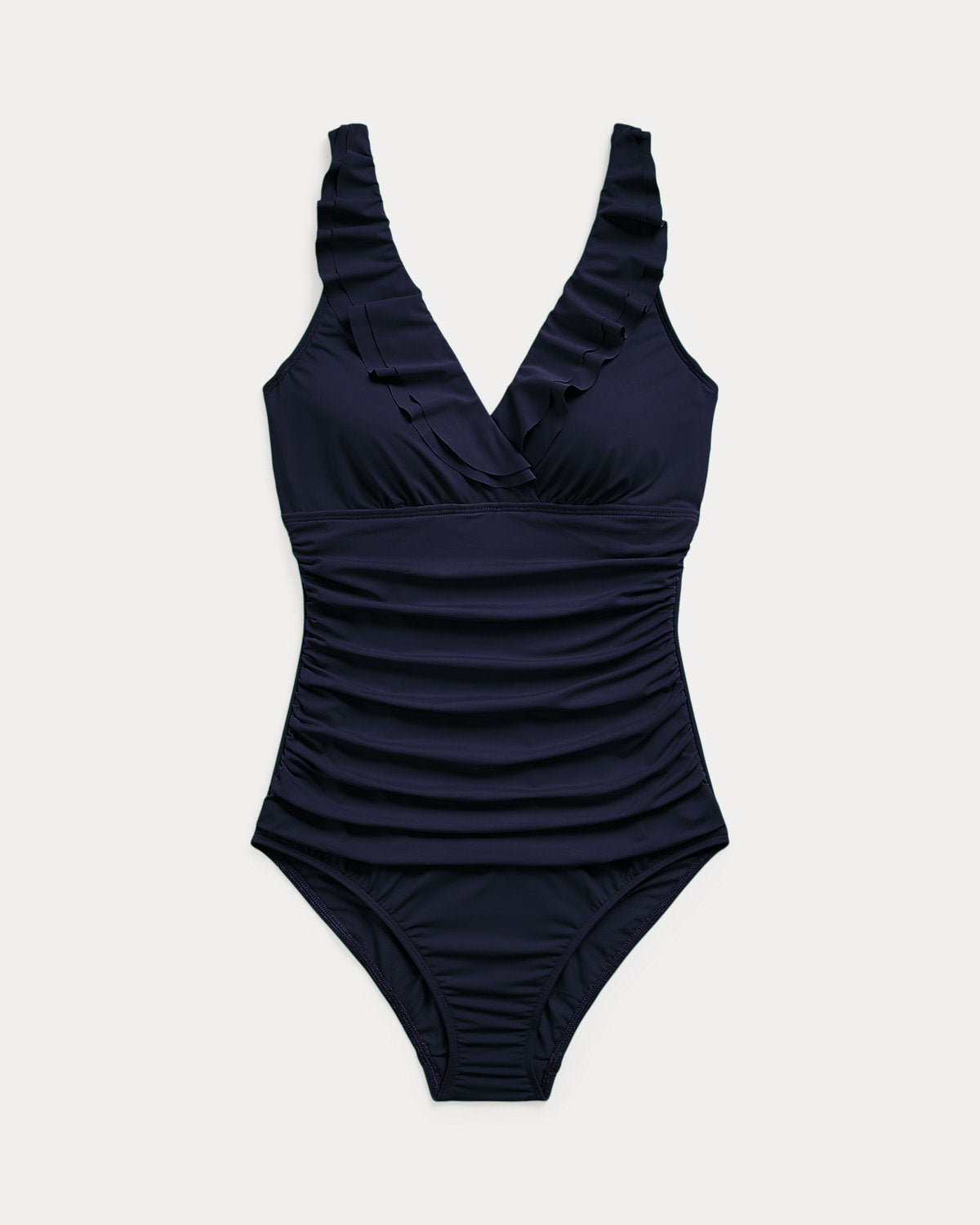 Ruffle-Trim Surplice One-Piece