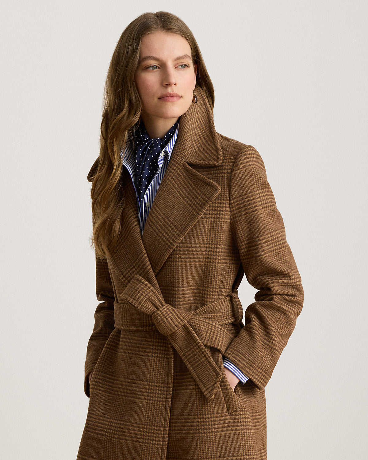Glen Plaid Wool-Blend Wrap Maxicoat