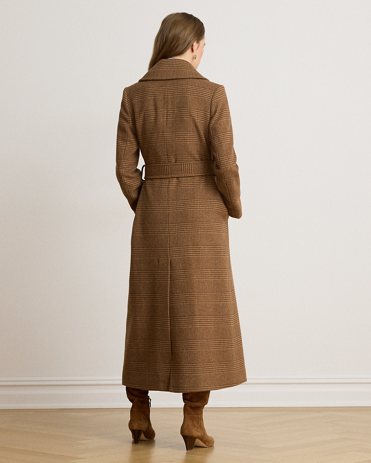 Glen Plaid Wool-Blend Wrap Maxicoat