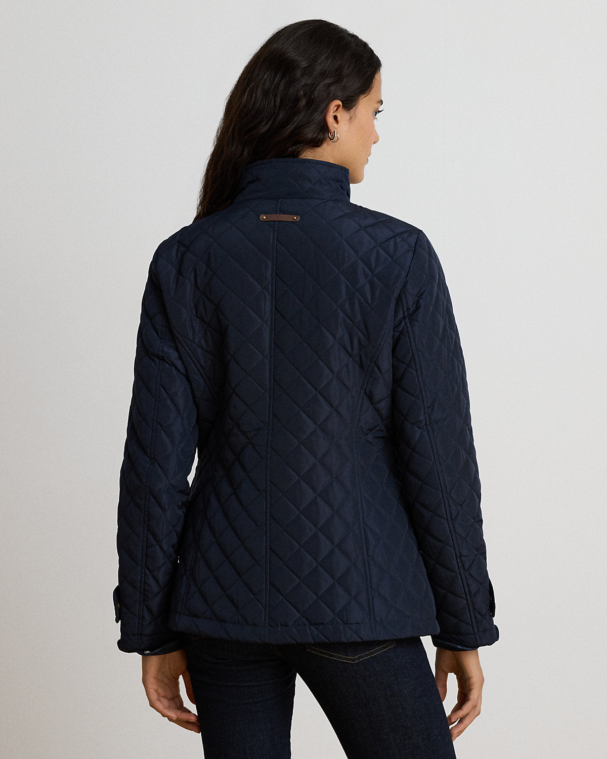 Diamond-Quilted Mockneck Jacket