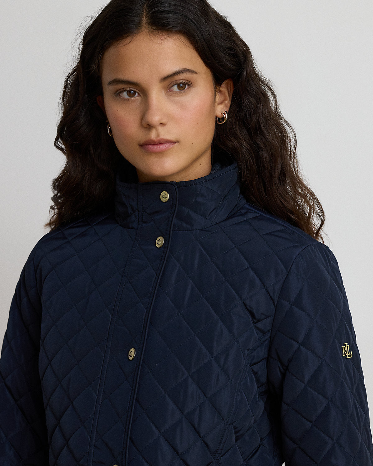 Diamond-Quilted Mockneck Jacket