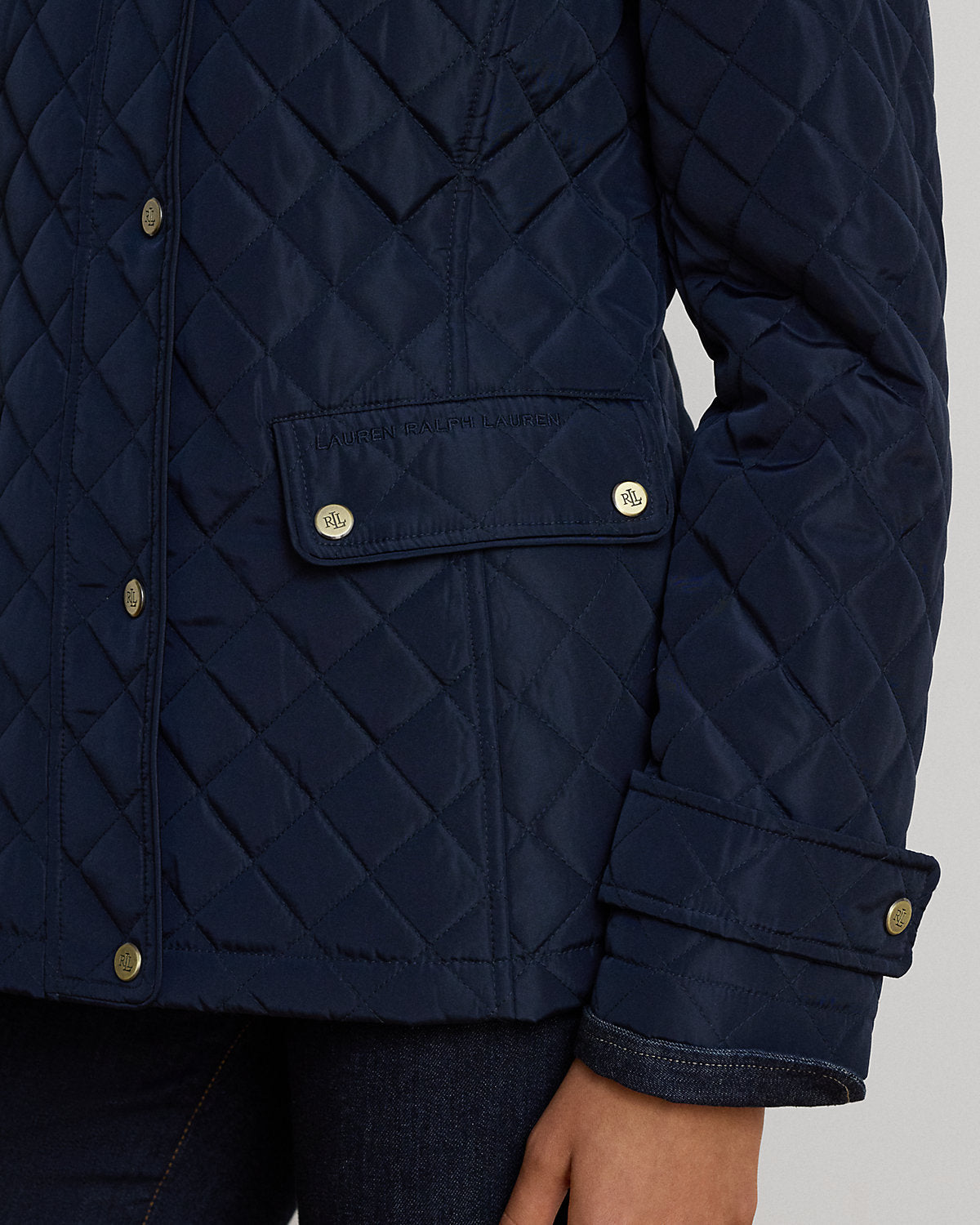 Diamond-Quilted Mockneck Jacket
