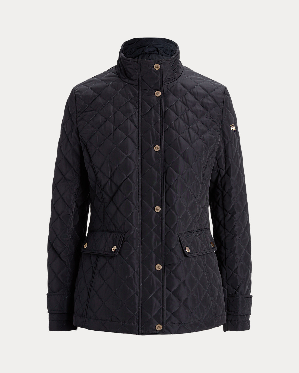 Diamond-Quilted Mockneck Jacket