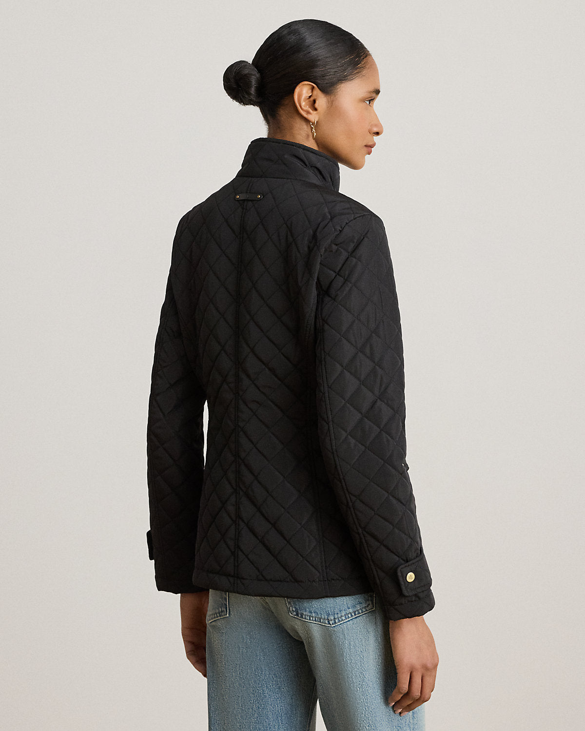 Diamond-Quilted Mockneck Jacket