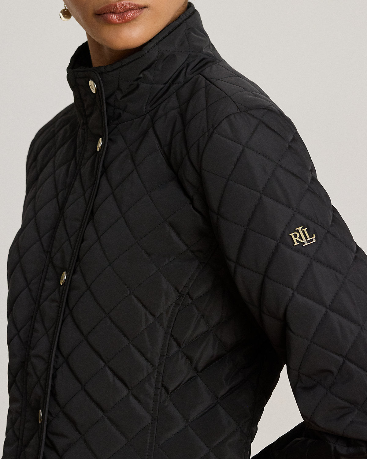 Diamond-Quilted Mockneck Jacket