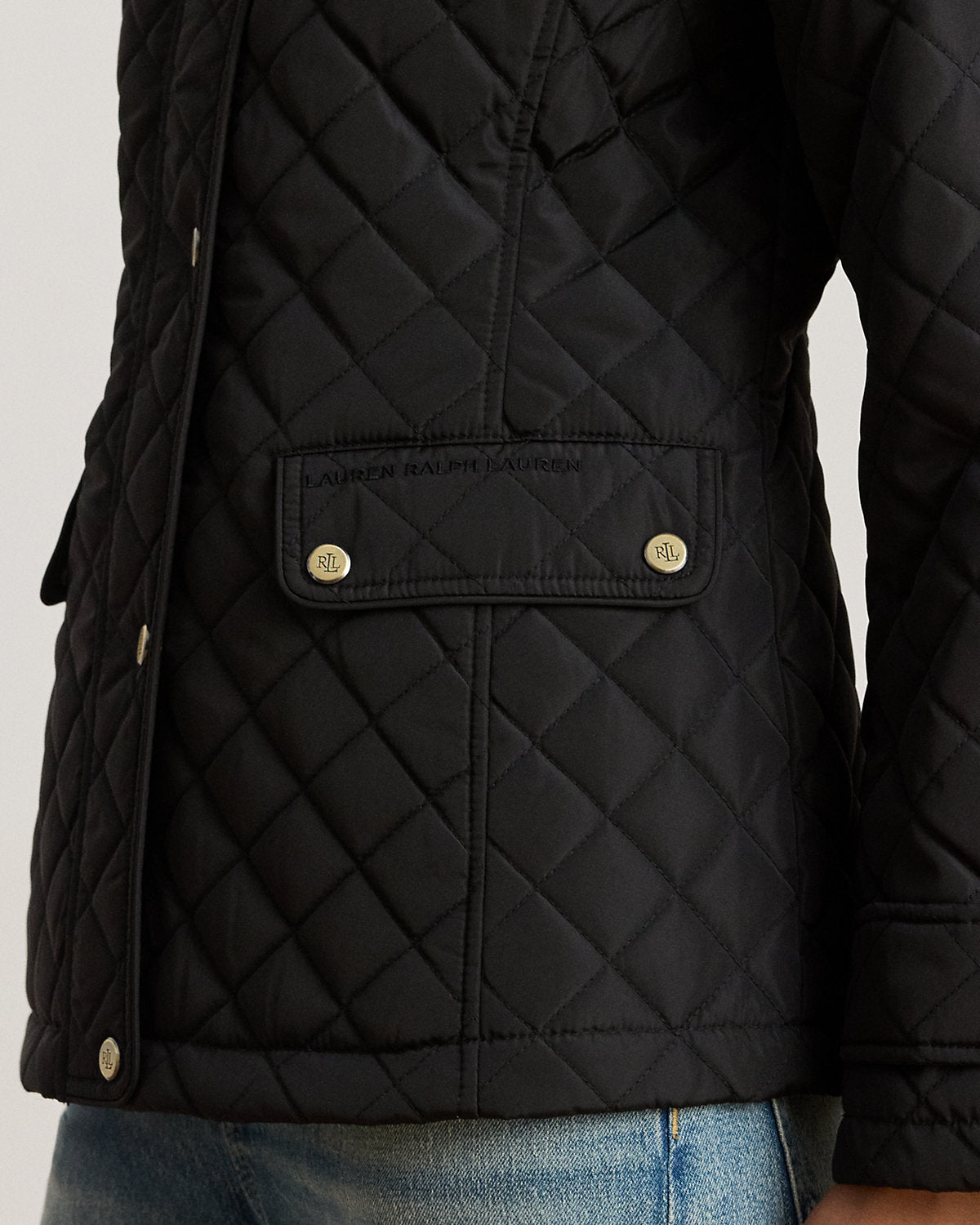 Diamond-Quilted Mockneck Jacket