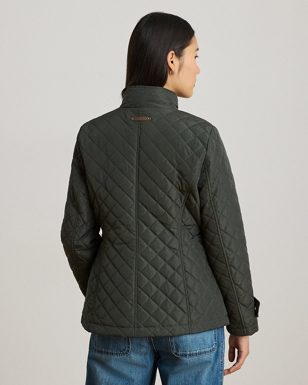 Diamond-Quilted Mockneck Jacket